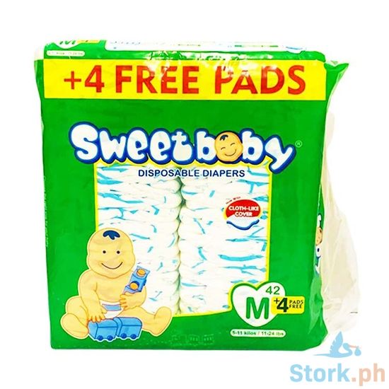 Picture of Sweet Baby Disposable Diapers Medium 5-11kg (11-24lbs) 42+4 Pads