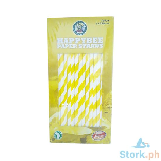 Picture of HappyBee Paper Straws Yellow 6x200mm Approx. 50 Pieces